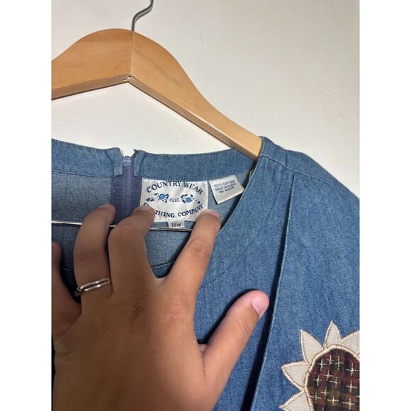 Country Wear Dress 18W Denim Midi Maxi Cottagecore Teacher Fall Farm 90s twee - Picture 4 of 4